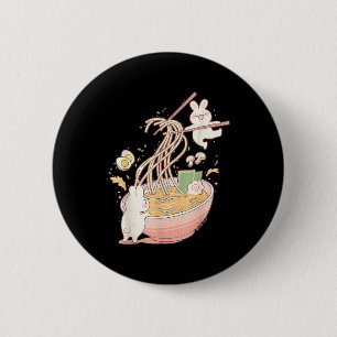Fun Bunny Rabbit Ramen Noodle Soup Anime Kawaii Ae 2 Inch Round Button