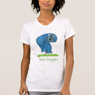 Fun Burrowing Owl in Green and Blue T-Shirt