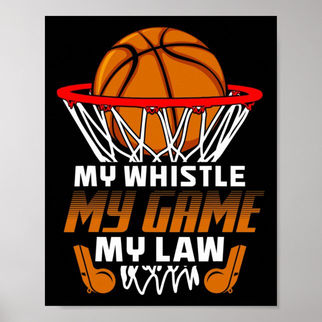Fun Bysketbyll Referee Quotes Gift I Hoops Ref  Poster (Front)