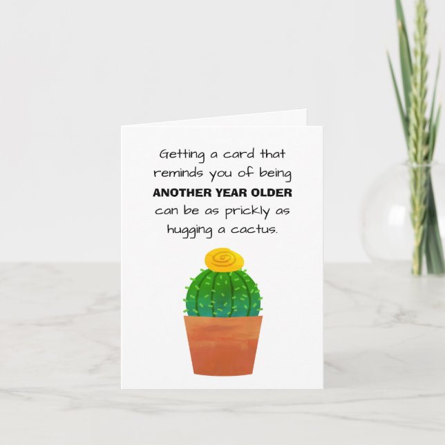 Fun Cactus Plant Image Happy Birthday Greeting Card (Front)