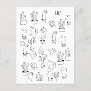 Fun Cactus Plants Paintable Postcard