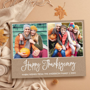 Fun Calligraphy 2 Photo Kraft Thanksgiving Postcard