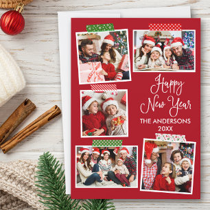 Fun Calligraphy Happy New Year Craft Tape Red Holiday Card