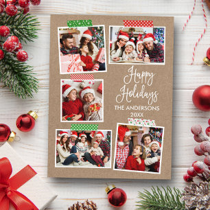 Fun Calligraphy Kraft Happy Holidays Craft Tape Postcard