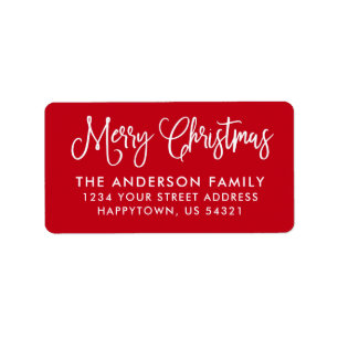 Fun Calligraphy Script Christmas Red Address Label