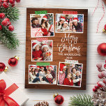 Fun Calligraphy Wood Merry Christmas Craft Tape Postcard<br><div class="desc">Modern Fun Calligraphy Script Merry Christmas 5 Photo Collage with Craft Tape Holiday Postcard. Rustic Country Wood.</div>