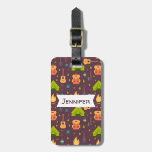 Fun Camping Nature Themed Pattern Luggage Tag