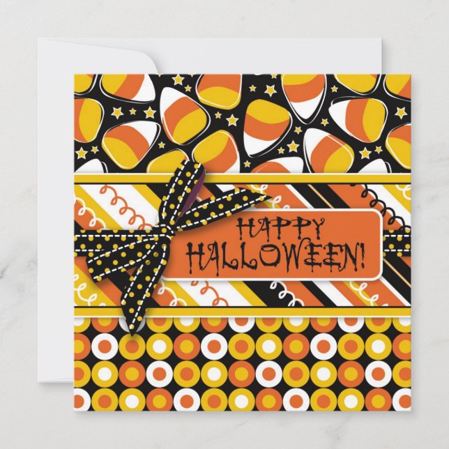 Fun Candy Corn Halloween colours Invitation (Front)