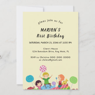 Fun Candy First Birthday Invitation