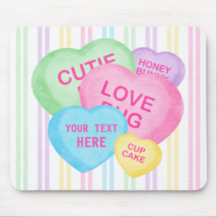 Fun Candy Hearts Mouse Pad