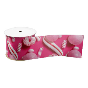 Fun Candy Lane Collection, Pink Gumballs  Satin Ribbon