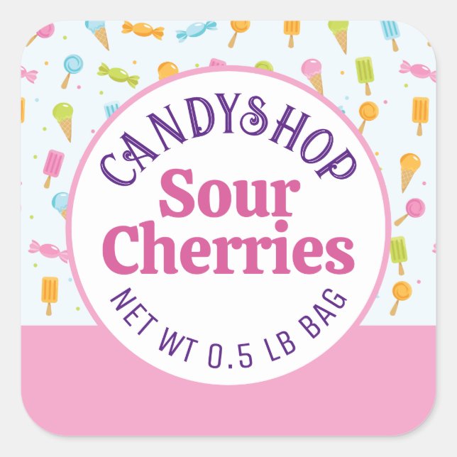 Fun Candy Shop Packaging Sticker Label (Front)