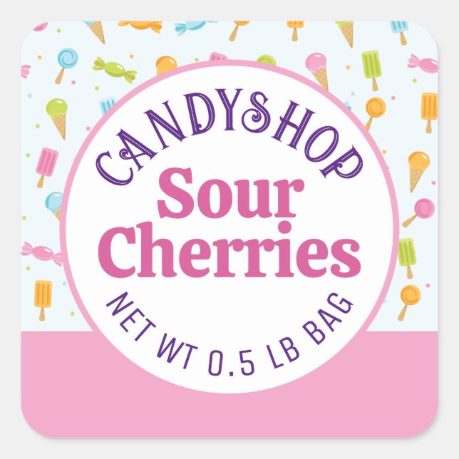 Fun Candy Shop Packaging Sticker Label (Front)