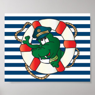 Fun Captain Alligator Poster