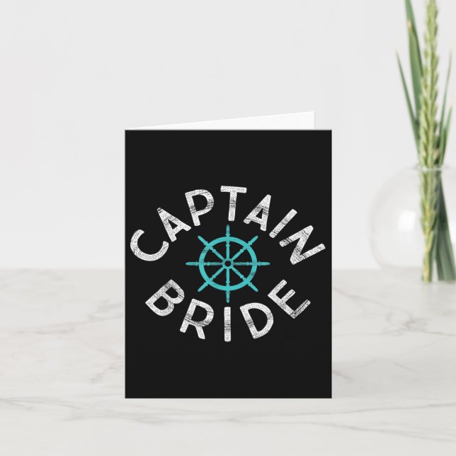 Fun Captain Bride Nautical Wedding Matching Groom  Card (Front)