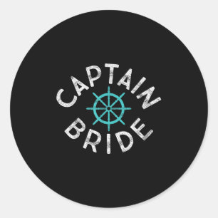 Fun Captain Bride Nautical Wedding Matching Groom Classic Round Sticker