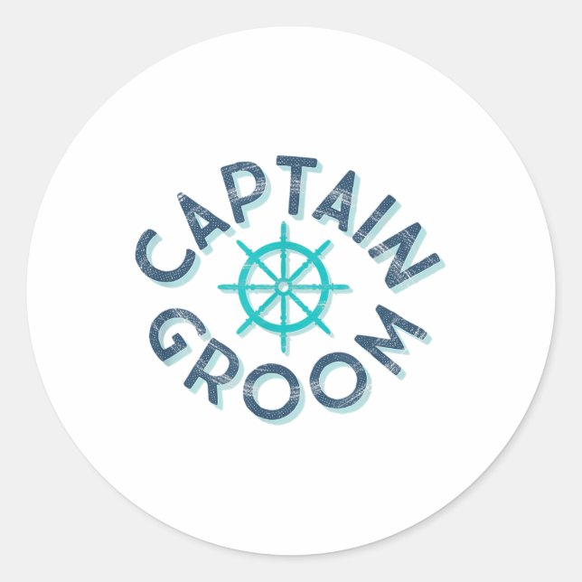 Fun Captain Groom Nautical Wedding Matching Bride  Classic Round Sticker (Front)