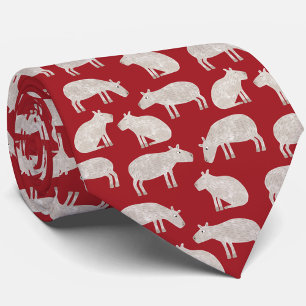 Fun Capybara Pattern Red Tie