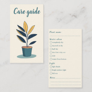 Fun Care Guide for house plant Shop Orders Enclosure Card