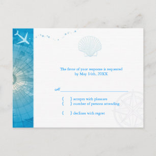 Fun Caribbean Blue Summer Wedding RSVP Invitation Postcard