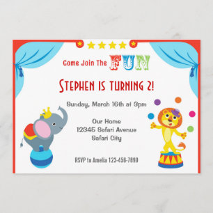 Fun Carnival Circus Children Birthday Invitation