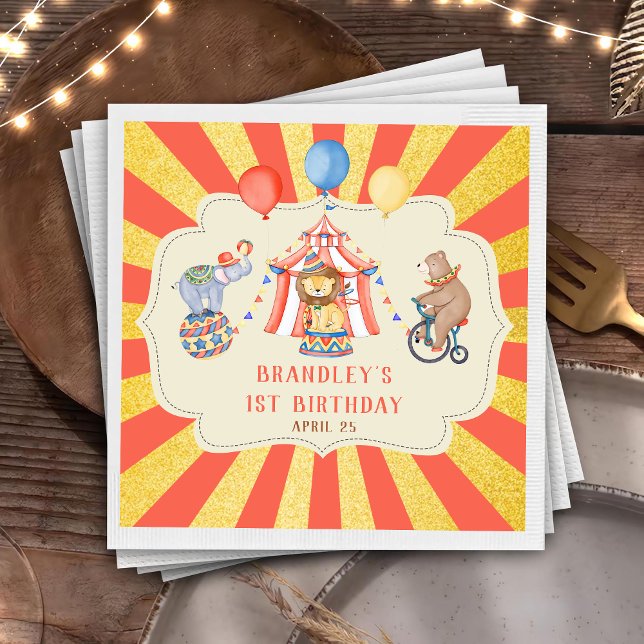 Fun Carnival Circus Festival Birthday Napkin (Creator Uploaded)
