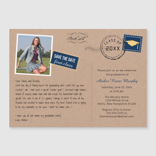 Fun Carte Postale Style Graduation Party Invitatio (Devant)