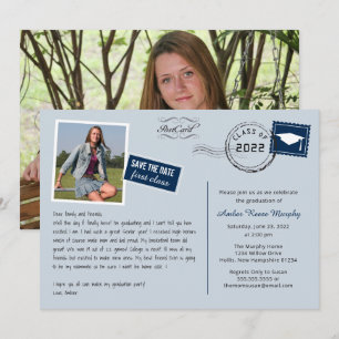 Fun Carte Postale Style Graduation Party Invitatio