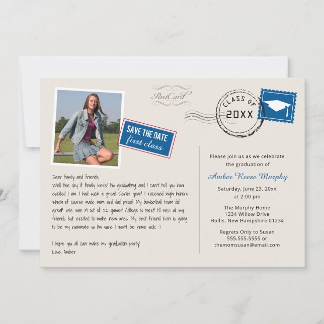 Fun Carte Postale Style Graduation Party Invitatio (Devant)