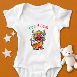 Fun Carton Dragon Chinese New Year Fu Kids Gift Baby Bodysuit