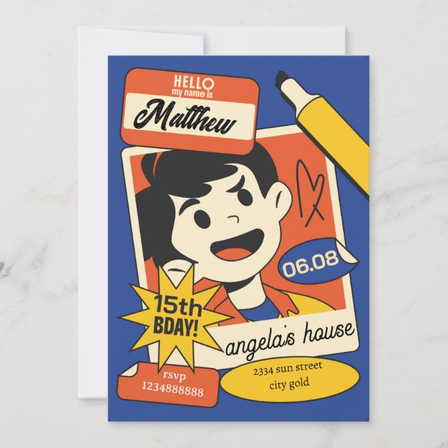 Fun Cartoon Birthday Invitation – Colorful Kids  (Front)