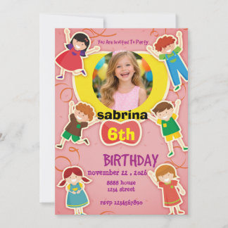 Fun Cartoon Birthday Invitation – Colorful Kids 