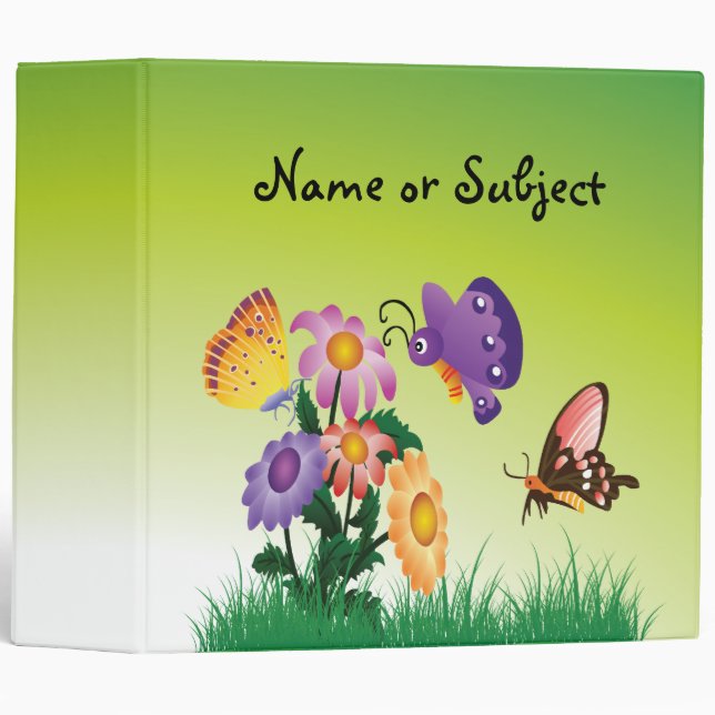 Fun Cartoon Butterfly Garden Binder (Front/Spine)