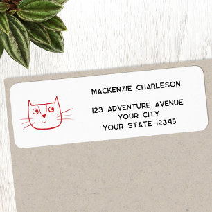 Fun Cartoon Cat Personalized Return Address