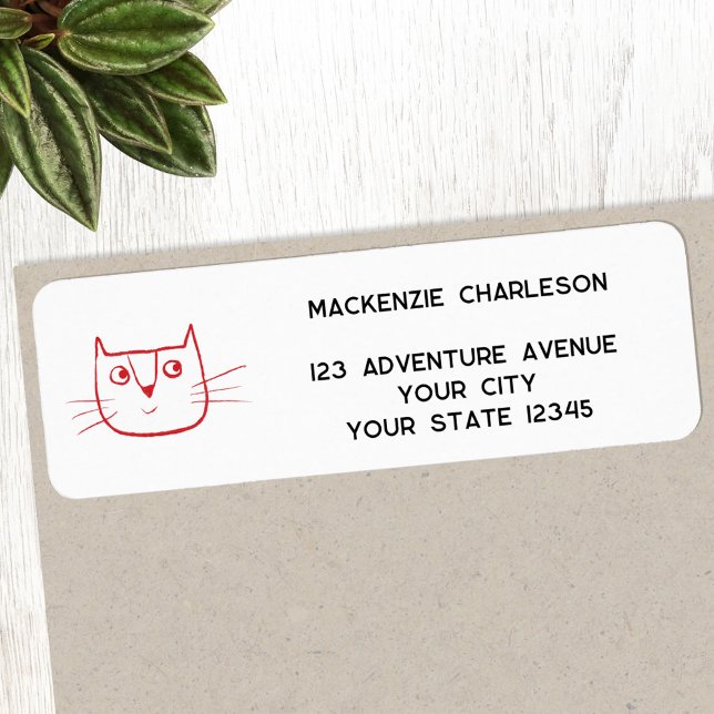 Fun Cartoon Cat Personalized Return Address (Fun cartoon kitty cat personalized return address label sticker)