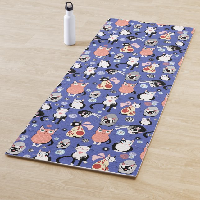 Fun Cartoon Cats Yoga Mat (In Situ)