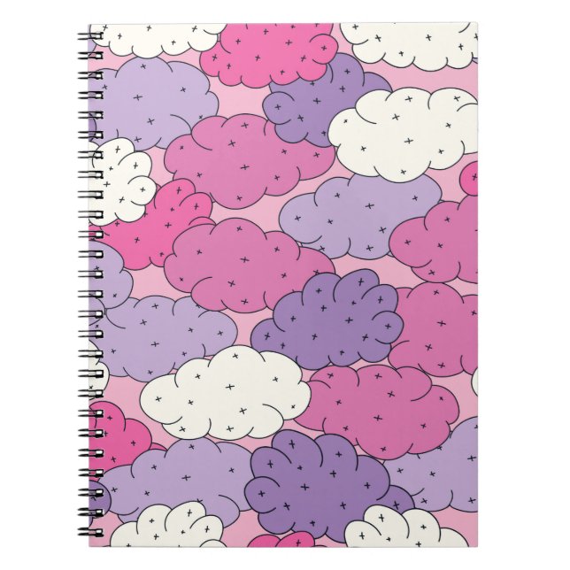 Fun cartoon clouds. Vintage repeat. Notebook (Front)