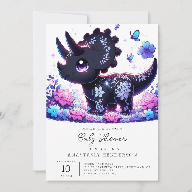 Fun Cartoon Dinosaur Baby Shower Invitation (Front)