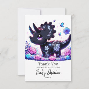 Fun Cartoon Dinosaur Baby Shower Thank You Card