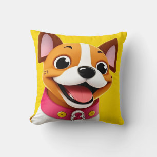 Fun Cartoon Dog Cute Pet Lover Home Décor Gift Throw Pillow