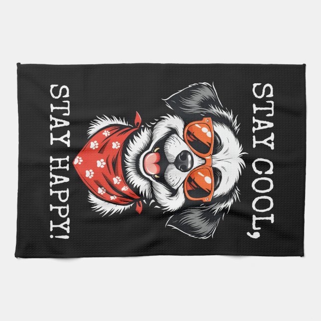 Fun Cartoon Dog Design Kitchen Towel (Horizontal)