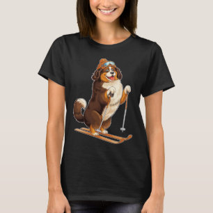 Fun Cartoon Dog Enjoying Skiing  T-Shirt