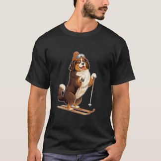 Fun Cartoon Dog Enjoying Skiing T-Shirt