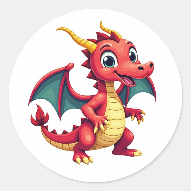 Fun Cartoon Dragon Sticker  (Front)