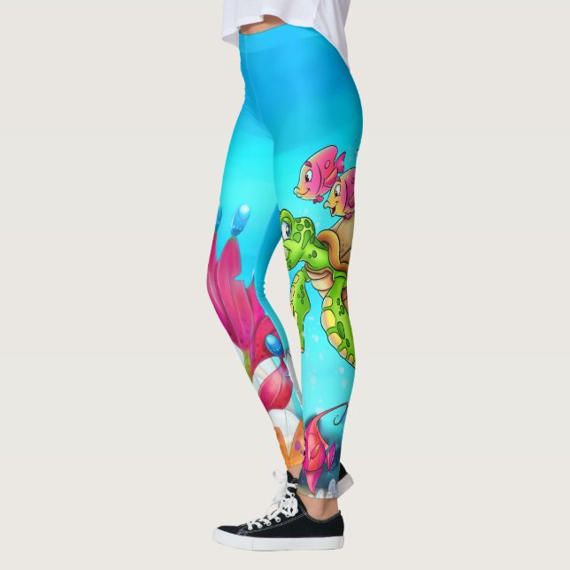Fun cartoon legging with fish (Left)