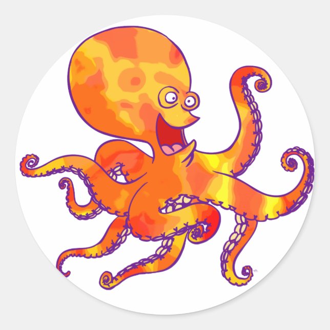 Fun Cartoon Octopus Sticker (Front)
