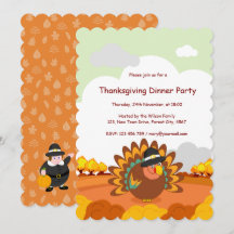 Fun cartoon of a Pilgrim Thanksgiving turkey,