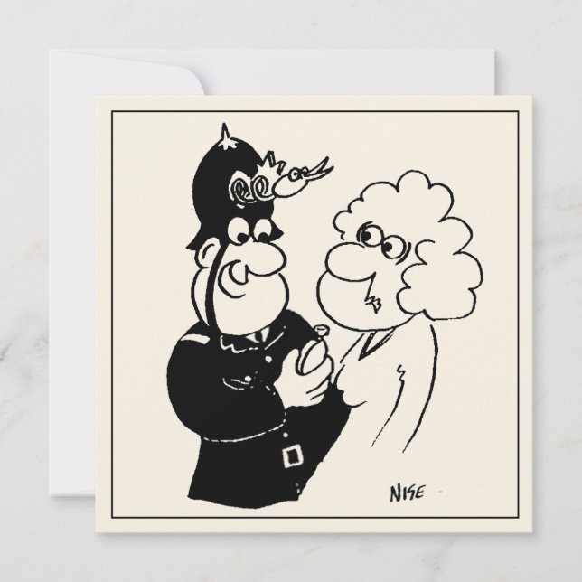 Fun Cartoon of Policeman with Cuckoo Clock Helmet Card (Front)
