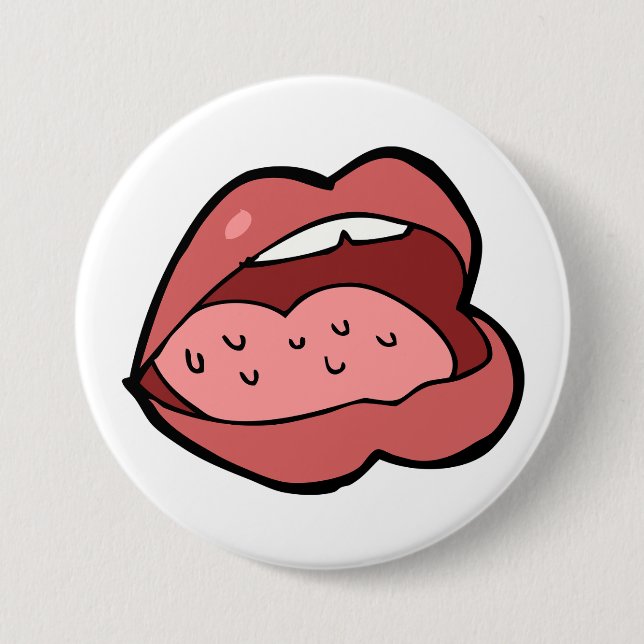 Fun Cartoon Open Mouth and Lips 3 Inch Round Button (Front)