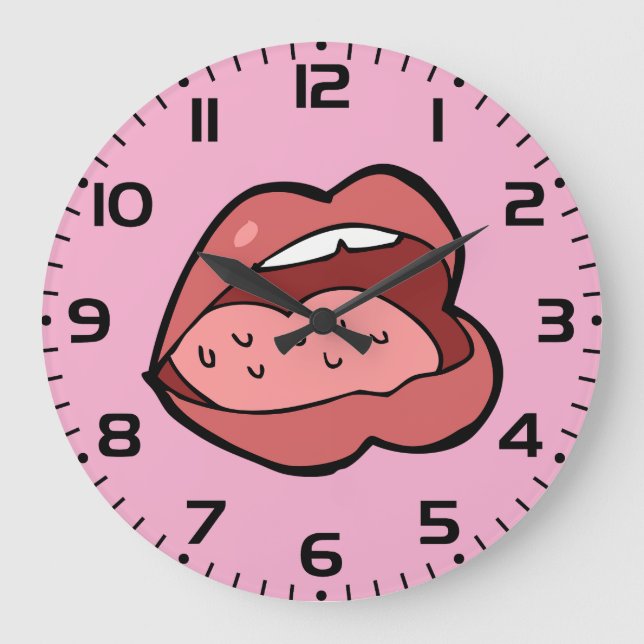 Fun Cartoon Open Mouth and Lips Large Clock (Front)